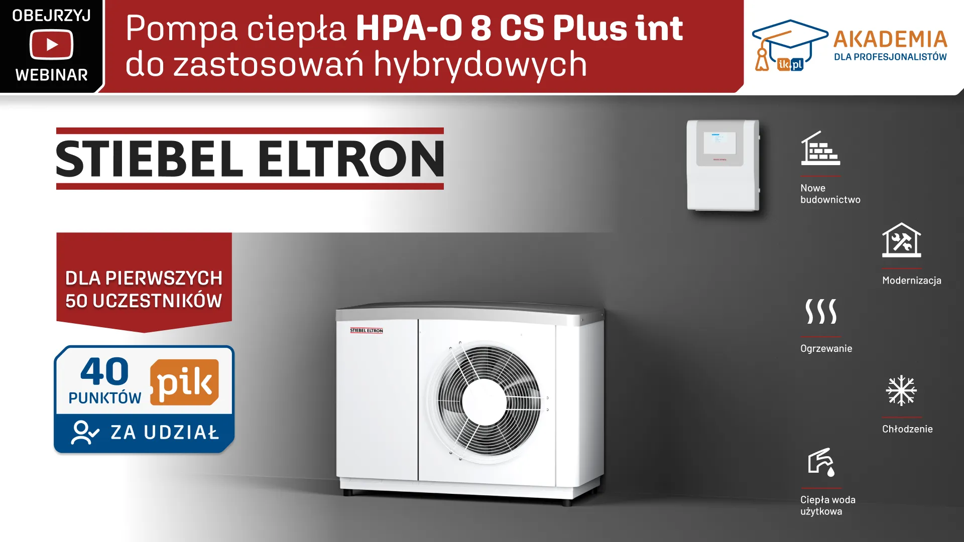 STIEBEL ELTRON - Pompa ciepła HPA-O 8 CS Plus int do zastosowań hybrydowych