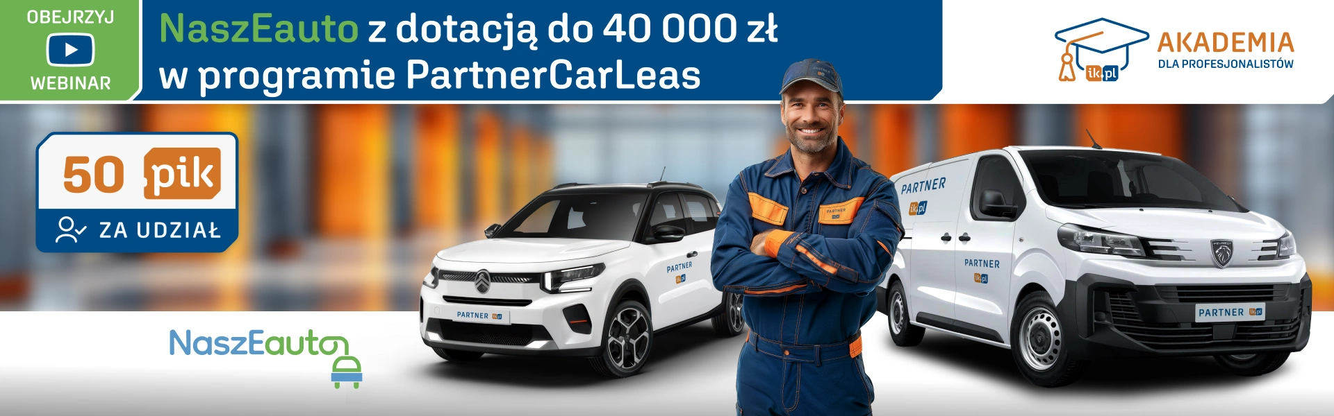 NaszEauto z dotacją do 40 000 zł w programie PartnerCarLeas - baner