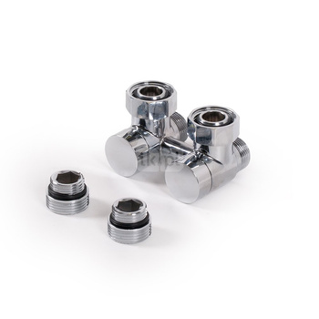 Zawór odcinający kątowy 50 oś SC, GW 3/4" (GZ 1/2")-GZ M22x1,5, Chrom, (TER601000202)