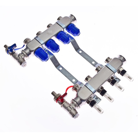 Rozdzielacz do ogrzewania podłogowego QIK Optimo MAGNET III - RNZT-2-50-M 14-obieg. inox GW 1'' x GZ 3/4'' + przepływomierz