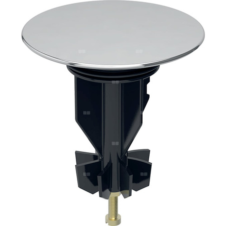 Pokrywa odpływu Geberit do zestawu odpływowo-przelewowego do umywalki Geberit, model oszczędzający przestrzeń, uruchamiany za pomocą dźwigni: Materiał=Tworzywo sztuczne, Chrom błyszczący