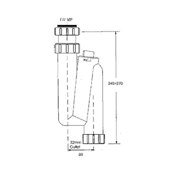 Syfon umywalkowy rurowy pionowy 11/4"x32mm z rewizją bez spustu