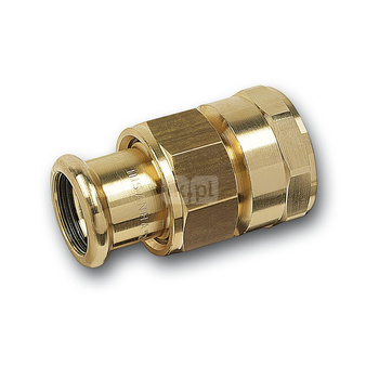 Śrubunek SANHA PURAPRESS trzyczęściowy, miedź, 22 mm x 1'' (zw x GW)