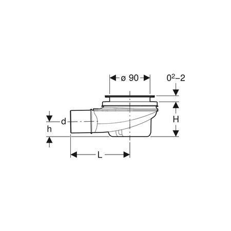 Pokrywa odpływu Geberit d90, do syfonu brodzikowego, wysokość zasyfonowania 30/50 mm, czarny mat