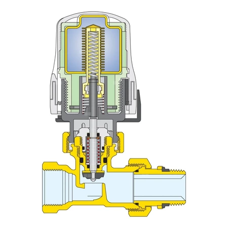 Kątowy zawór grzejnikowy przystosowany do rur miedzianych oraz rur z tworzyw sztucznych 3/8"