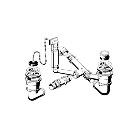 Pozyskiwacz przestrzeni-komplet odpływowo-przelewowy tworzywo sztuczne, nr wzoru 7870.52 G: 1½ fi: 70 rozstaw: 170–330