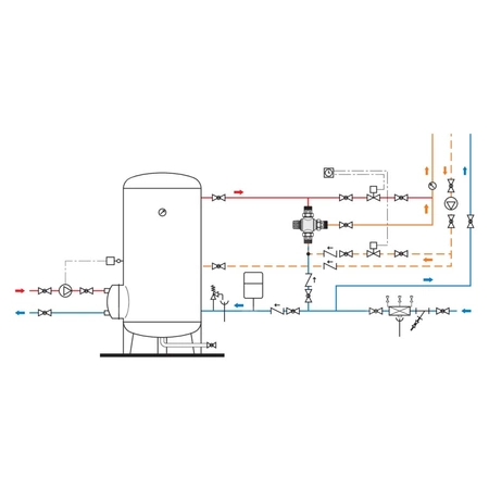 Regulowany termostatyczny zawór mieszający z wymiennym wkładem do systemów scentralizowanych 1/2"
