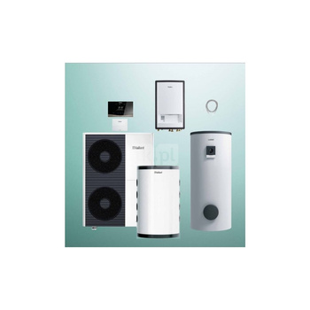 Pakiet Systemowy OZE - Pompa ciepła powietrzna powietrze-woda monoblok VAILLANT VWL 125/6A aroTHERM plus 12.2 kW 400 V + Moduł naścienny MEH 97/6 + Moduł komunikacji internetowej VR 940f + Zasobnik c.w.u. VIH RW 300/3BR + Zasobnik buforowy VP RW 100 + Reg