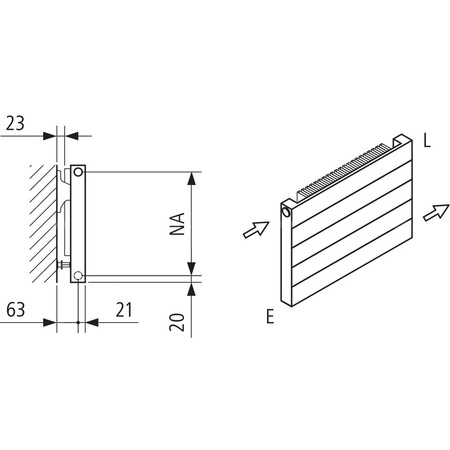 Grzejnik płytowy typ 11 KERMI HHN, z osłonami wym. 700 x 5800 mm, kolor biały, moc 5110 W