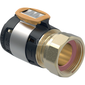 Złączka przejściowa  GEBERIT FlowFit, brąz krzemowy bezołowiowy, 2 3/8'' x 63 mm (nakrętka x łącznik zaprasowywany)