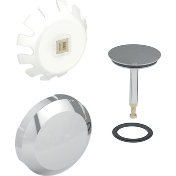 Zestaw wykończeniowy Geberit do zestawu odpływowo-przelewowego do wanien i brodzików d65, z uruchamianiem pokrętłem, chrom błyszczący