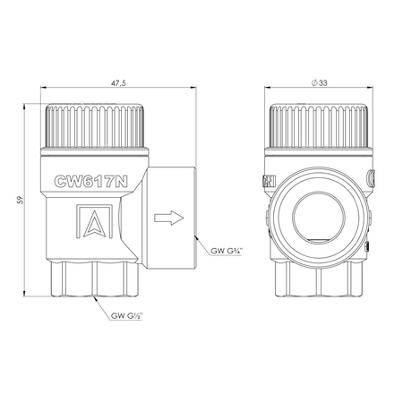 Zawór przelewowy AFRISO MS mosiądz 3 bar GW 1/2'' x 3/4''