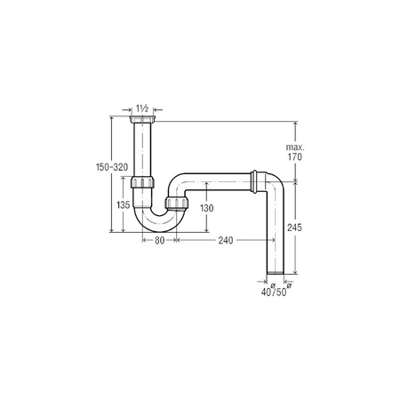 Syfon rurowy przeznaczenie: zlewozmywak, tworzywo sztuczne, nr wzoru 7985.60 G: 1½ DN: 40