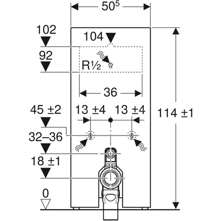 Moduł sanitarny do WC stojącego GEBERIT Monolith, 1140 mm x 505 mm x 106 mm, front: lava, bok: czarny