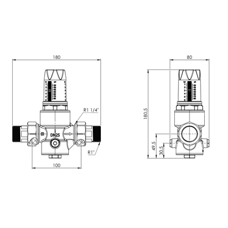 Reduktor ciśnienia wody BPR 423 z siatką filtracyjną, półśrubunki R1'', 1 ÷ 6 bar