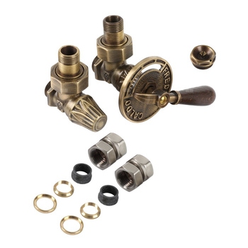 Zestaw reg. kątowy CLASSIC ART, GZ 1/2"-fi16x2,fi15,GW 1/2", Brąz szczotkowany, (V671L10MA_V67210MA_2xA55502MA_2xA33309A_2xA34302M)