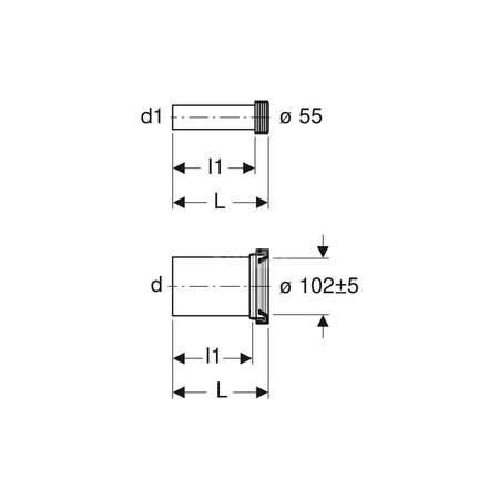 Uszczelka gumowa Geberit: d=80–100mm, d min.=80mm, d maks.=100mm, d1=122mm