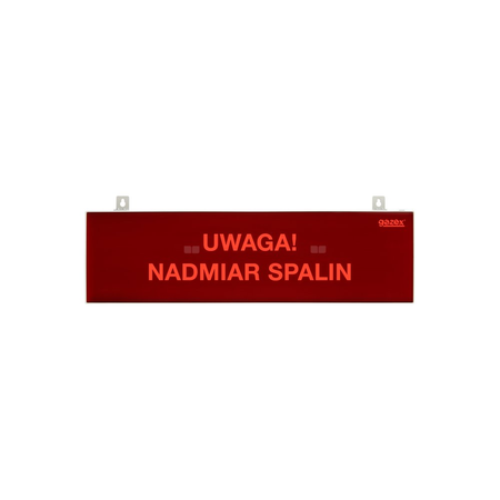 tablica ostrzegawcza dwustronna "UWAGA! NADMIAR SPALIN", podświetlenie czerwone LED, wbudowana cicha syrenka, zasilanie 12/24V