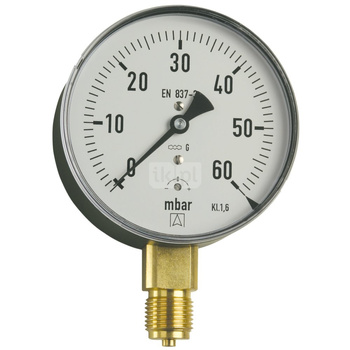 Ciśnieniomierz różnicowy AFRISO KP D201 -400/0 mbar mosiądz G1/2B radialne fi 100, kl. 1.6%