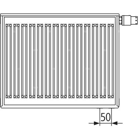 Grzejnik płytowy typ 22 KERMI Profil-V, prawy, z osłonami wym. 200 x 1800 mm, kolor biały, moc 1220 W