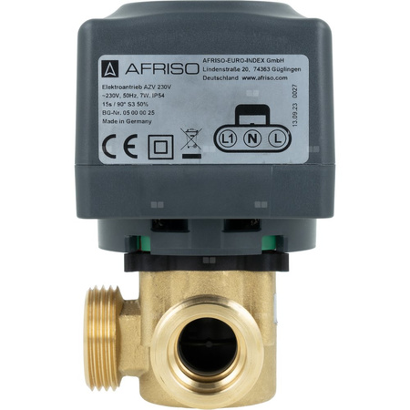 3-drogowy zawór strefowy AZV 647, DN20, G1'' kątowy, Kvs 5,5, 230 V AC, AB-B