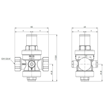 Standardowy reduktor ciśnienia wody BPR 402, GW G3/4'', 1 ÷ 5,5 bar