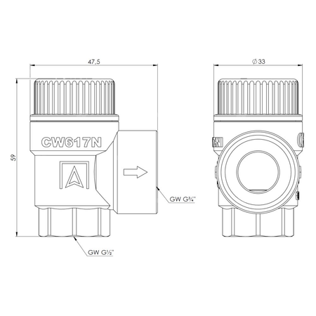 Zawór przelewowy AFRISO MS mosiądz 2 bar GW 1/2'' x 3/4''