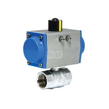 Zawór odcinający kulowy mosiężny, typ PKO gwintowany z napędem pneumatycznym dwustronnego działania, Pnom=2,5MPa, Tmax=180C 3/8"