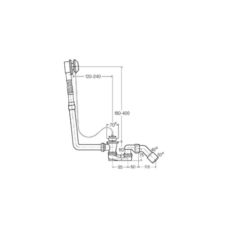 Citaplex-komplet odpływowo-przelewowy nr wzoru 6176.45 DN: 40/50 wanna standardowa łuk odpływowy 45 st. do wanien z otworem odpływowym fi 52