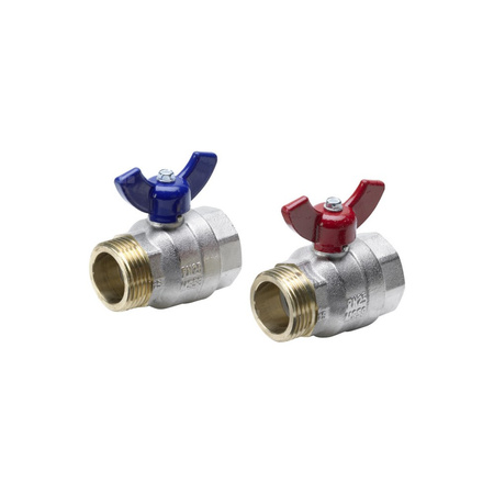 Zawór kulowy VIEGA 1041 mosiądz niklowany 3/4'' x 1'' GW x GZ, uchwyt: motylek