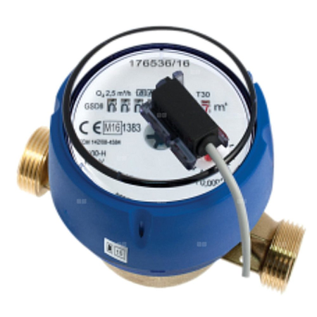 Wodomierz jednostrumieniowy suchobieżny z nadajnikiem impulsów REED SIMPLE, typu GSD8-R DN 15 Q3=2,5 m3/h R100/50, Tmax: 90st.C, L=110 mm