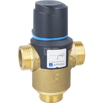 Zawór regulacyjny termostatyczny do wody ciepłej AFRISO ATM 761 mosiądz GZ 1'', DN 20, zakres temp. 20...43'C, Kvs 3.2m3/h, max. 90'C, max. 10bar