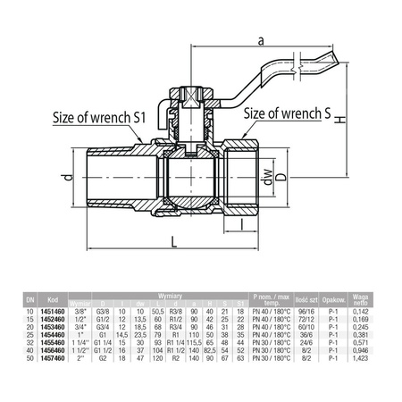 Zawór kulowy VALVEX Onyx mosiądz niklowany, PN40 3/4'' GZ x GW, uchwyt: dźwignia