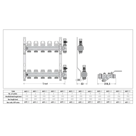 Zespół rozdzielaczy z zaworami odcinającymi i zaworami do regulacji natężenia przepływu O1" X 10 3/4"GZ
