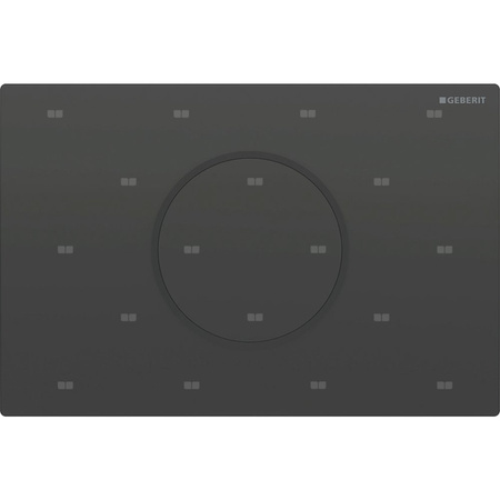 Przycisk uruchamiający Geberit Sigma10 do systemu spłukiwania WC z elektronicznym uruchamianiem spłukiwania, okrągły, z zabezpieczeniem: Płyta: czarny, Pierścień ozdobny: czarny mat