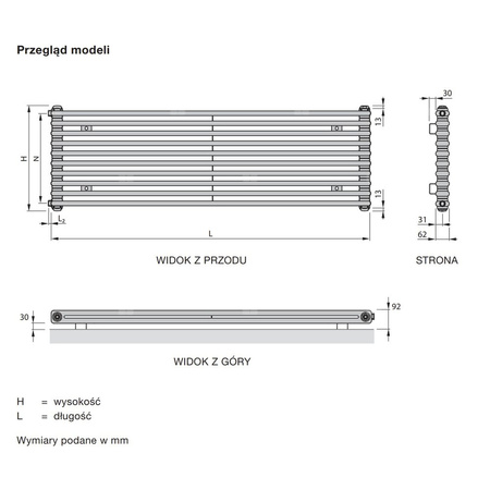 Grzejnik Zehnder Charleston Turned T3180/6 - 1800 mm, Kolor (Code0325) Technoline (clear lacquer), Typ złącza Code 5390, Roz. Stabilizująca Tak, Zintegrowane konsole naścienne Spawane uchwyty góra/dół, Kolor mocowania (CodeRADC) Kolor grzejnka