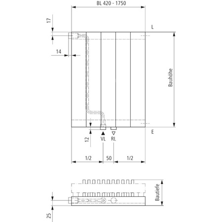 Grzejnik płytowy typ 20 KERMI V-HVV wym. 3200 x 420 mm, kolor biały, moc 2033 W