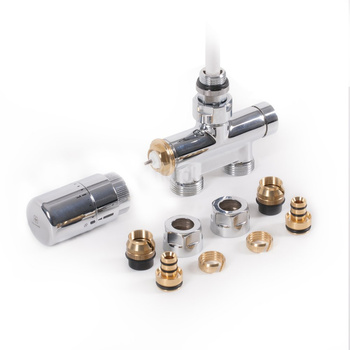 Zestaw term. kątowy z rurką zanurzeniową 50 oś CYLINDER, Prawy, GZ 1/2"-fi16x2, fi15, Chrom [gł. term. SLIM, 2xadapt. alupex, 2xadapt. miedź]