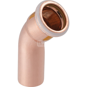 Kolano 45', do gazu GEBERIT Mapress Kupfer Gas jednokielichowe, Miedź x Miedź, 15mm x 15mm (Końcówka wciskowa x MZ)