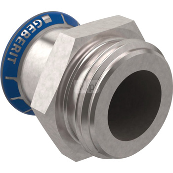 Złączka GEBERIT Mapress Edelstahl przejściowa z gwintem zewn., stal nierdzewna, 3/4'' x 15 mm (GZ x mufa zaprasowywana) z uszczelką