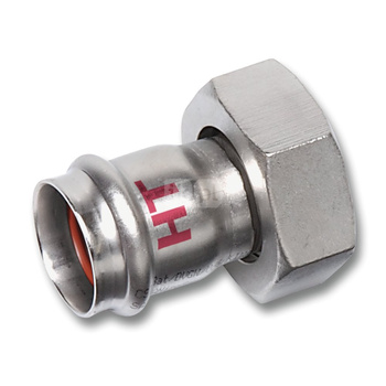 Półśrubunek SANHA NiroSan Press Industry dwuczęściowy, stal nierdzewna, 18 mm x 3/4'' (zw x nz)