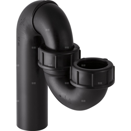 Syfon rurowy Geberit do zlewu, z nakrętką, wpust pionowy i wylot pionowy: d=50mm, d1=56mm, Czarny