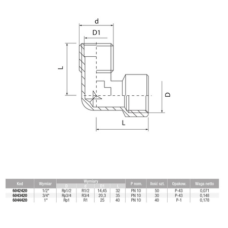 Kolano 90' VALVEX V-Pex, mosiądz, 3/4'' (GZ x GW)