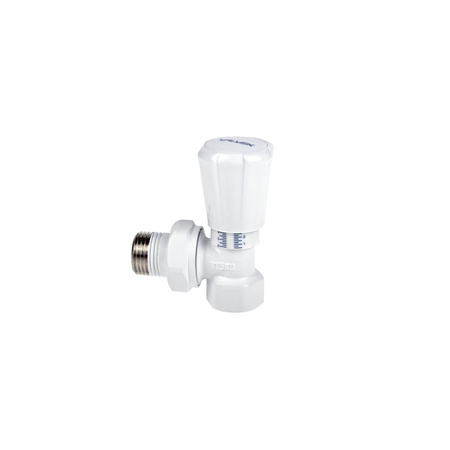Zawór grzejnikowy VALVEX Activ Plus kątowy, połączenie 1/2'' x 1/2'' biały