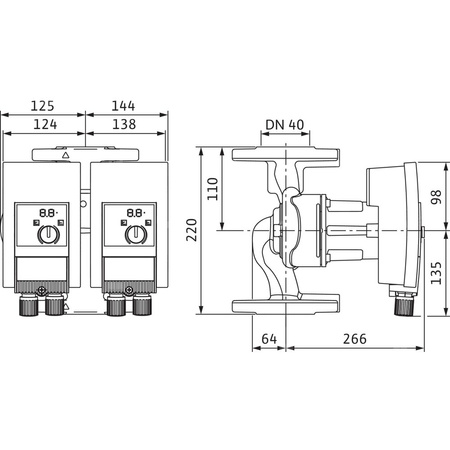 Pompa obiegowa WILO Yonos MAXO-D 40/0,5-8 PN6/10 1 x 230 V 50/60 Hz, PN 6/10bar