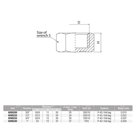 Zaślepka mosiądz VALVEX Twist 3/8'' GW
