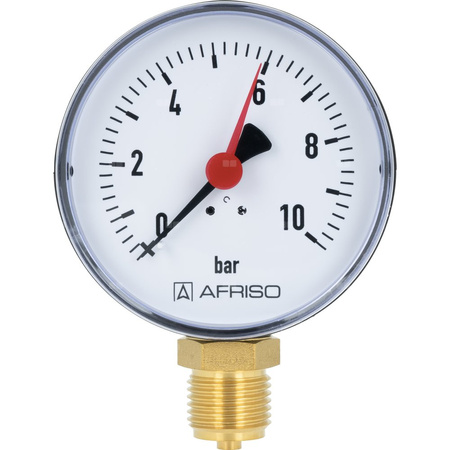 Manometr z rurką Bourdona AFRISO RF grzewczy 0/10 bar G1/2B radialne fi 80 mm, kl. 2.5%