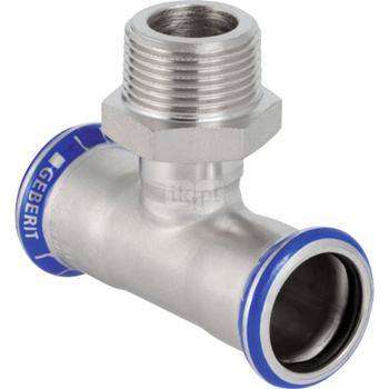 Trójnik GEBERIT Mapress Edelstahl przejściowy stal nierdzewna 18 mm x 1/2'' x 18 mm (mufa zaciskowa x GZ x mufa zaciskowa)