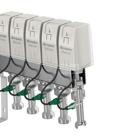Rozdzielacz do ogrzewania podłogowego COMAP Secos 12-obieg. stal nierdzewna GW 1" x GZ 3/4" z inteligentnym sterownikiem natężenia przepływu i temperatury