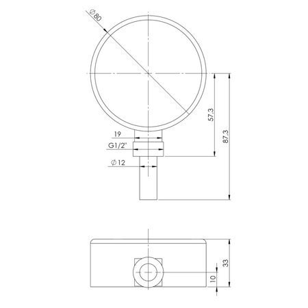 Termometr bimetaliczny AFRISO BiTh fi 80 mm 0…60'C tuleja 40 mm połączenie rad